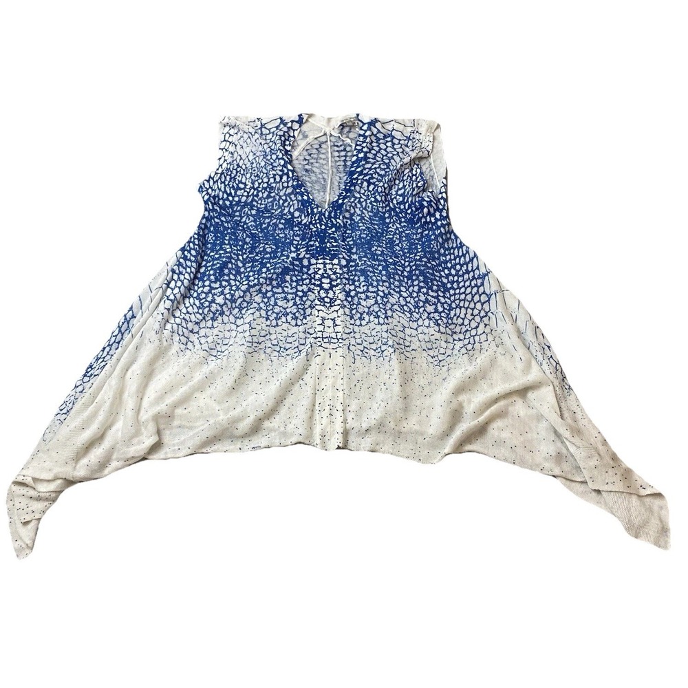 Vintage Alberto Makali Handkerchief V-Neck Tunic Women's S Linen Art Speckled